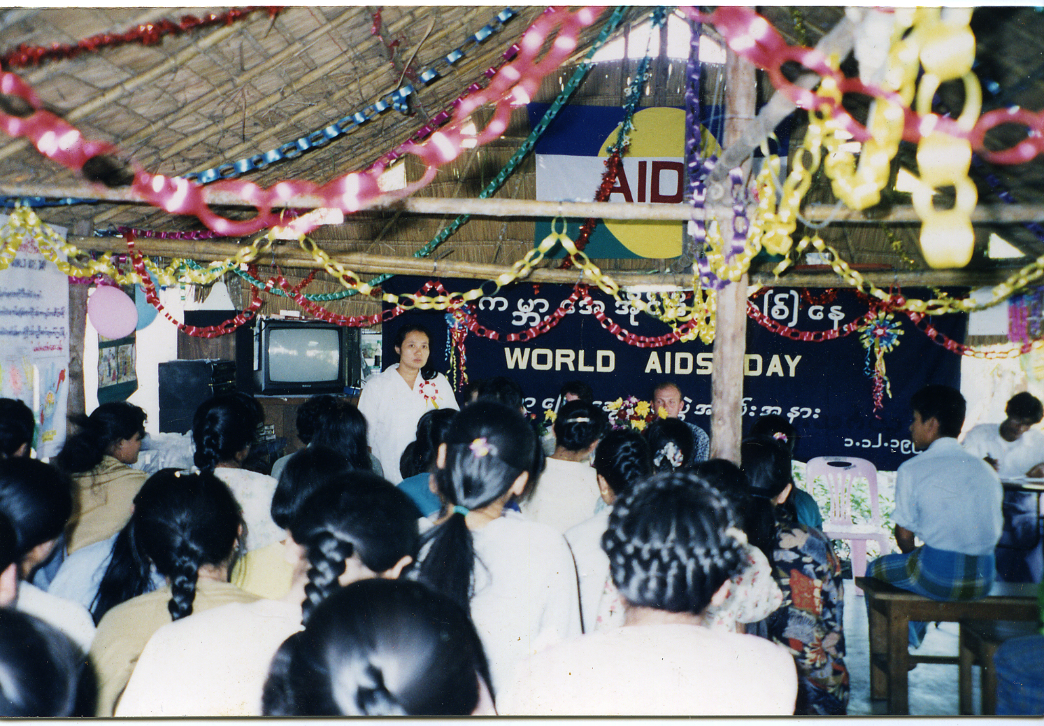 World Aids Day, Mae Tao Clinic, Mae Sot Thailand, 1997. Dr. David Hite diabetic educator, control type-2 diabetes with diet